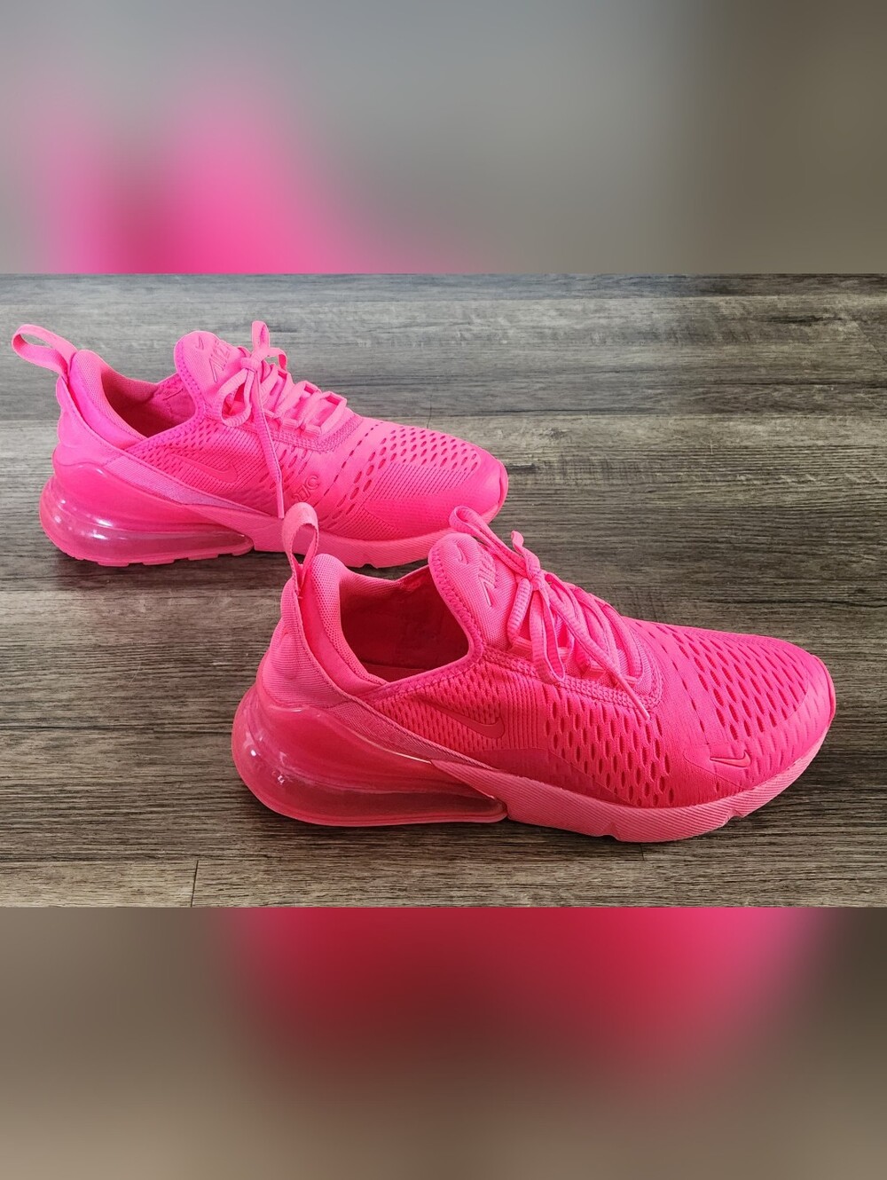 *XCLNT* Nike Airmax Air Max 270 Sz 8.5 Neon Bright Hot Hyper Vibrant Triple Pink - Picture 2 of 12